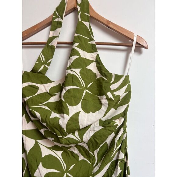 Petal & Pup Women's Green White Tropical Halter Open Back Maxi Dress Large NWOT - Picture 9 of 14